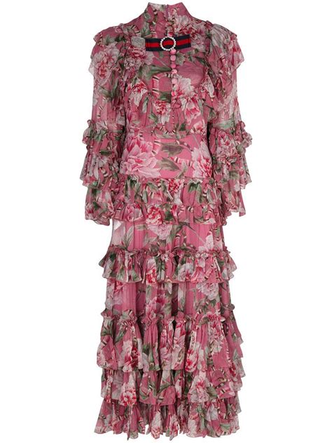 gucci pink floral dress with tie|cute Gucci dress.